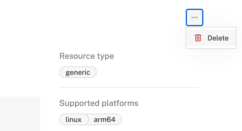 A module page with the ... menu open. Delete is the only option in the menu.